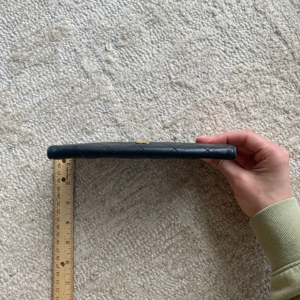 Vintage CHANEL Black Quilted Wallet with Gold Logo - Picture 4 of 16